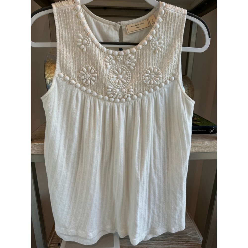 Women's Moulinette Soeurs Anthropologie Off White Tank Top Size M